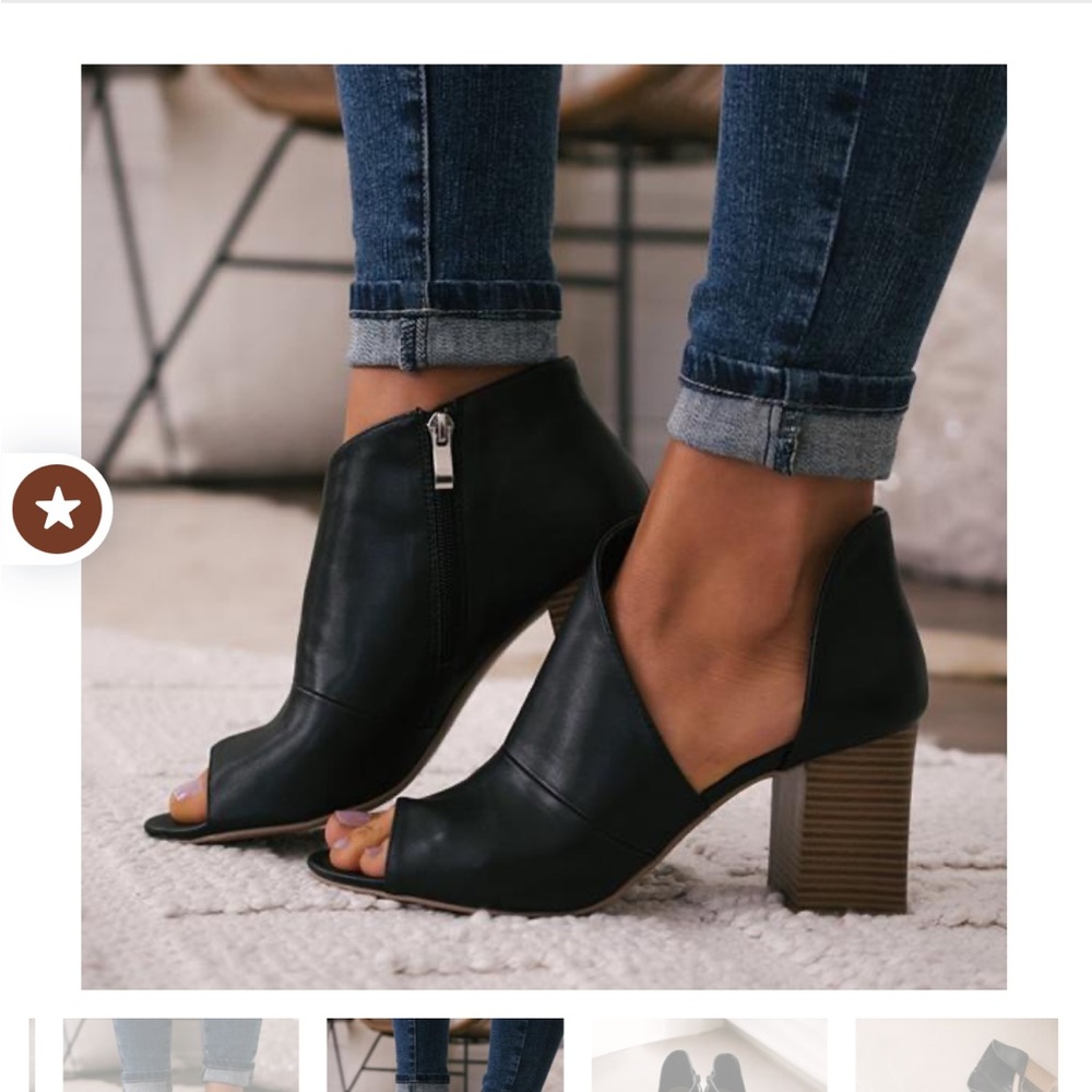 Mid Heel Perp Toe Booties Black Size 7. New